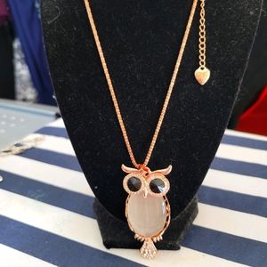 Betsey Johnson Owl Opal Rose Gold  Necklace